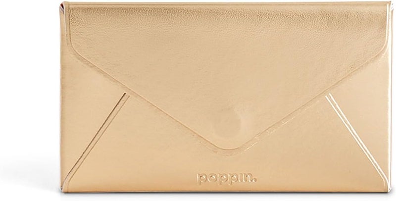 Poppin Luxe Business Card Holder and Credit Card Holder for Women, Stylish Slim Design with Magnetic Closure, Lightweight and Perfect for Client Meetings (Gold Metallic with Blush Pink Lining) - Image 4